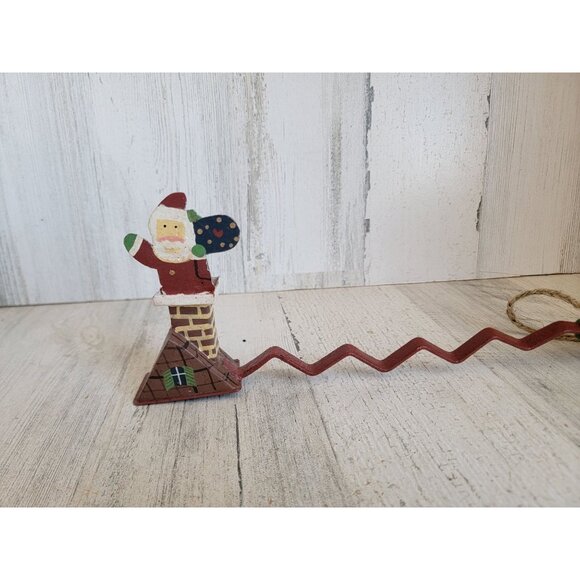 Vintage Santa Claus rooftop long hanging ornament Xmas unique - Picture 2 of 9